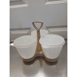Tupperware 3 Compartment Condiment Caddy Tupper Seal 757-2 Mismatched Lids
